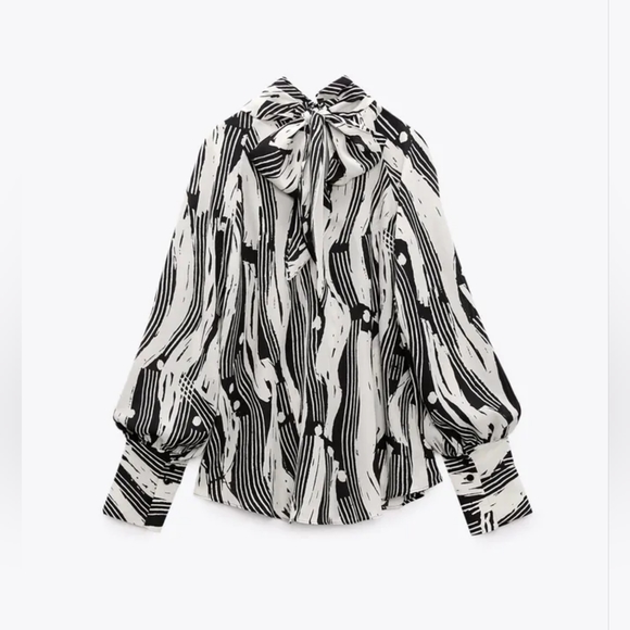 New Zara Tied Printed Blouse - 9479/246 - Picture 1 of 10